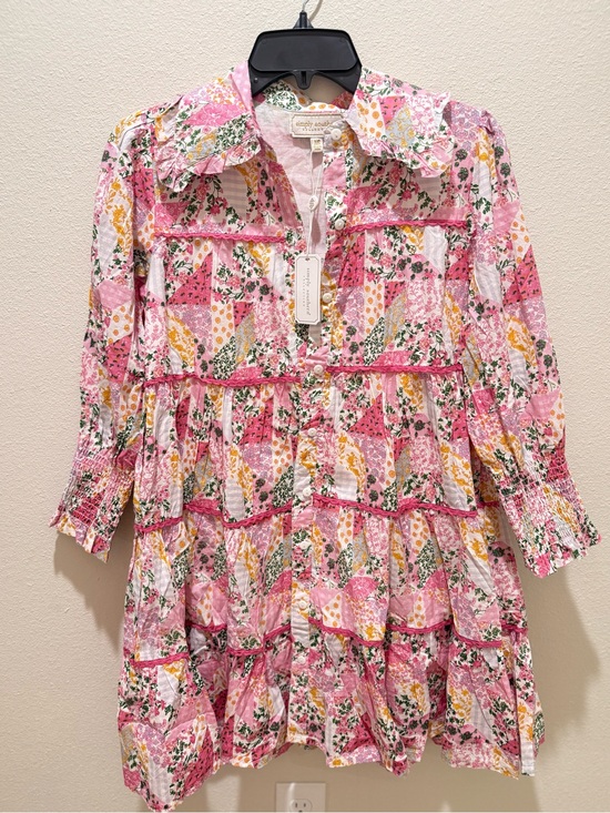 Simply Southern Tops - Simply Southern Pink Floral Patchwork Tiered Tunic